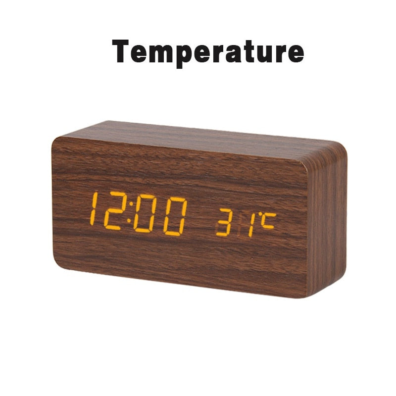 LED Wooden Alarm Clock