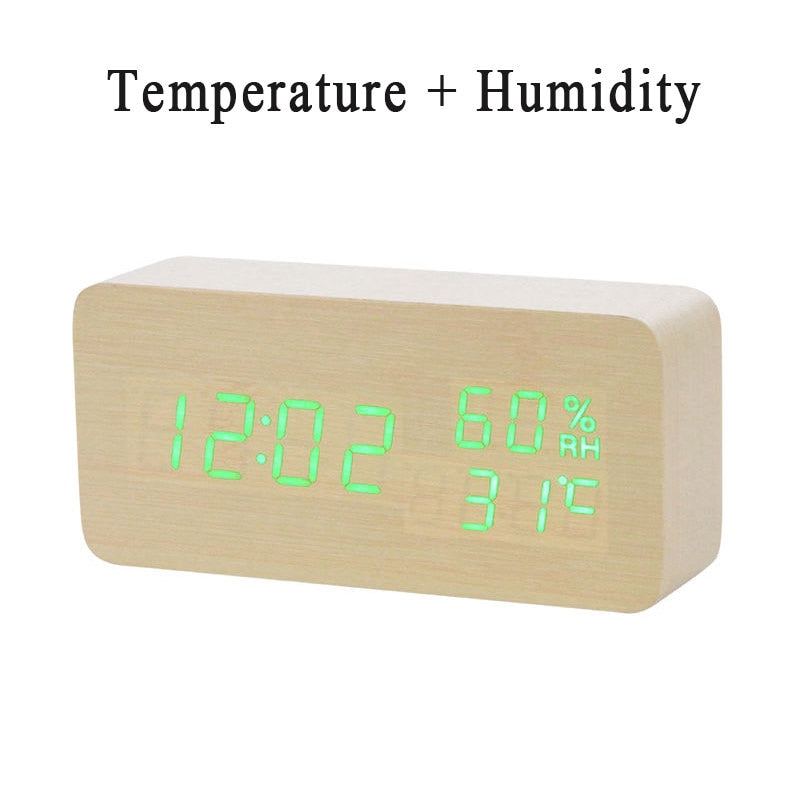 LED Wooden Alarm Clock