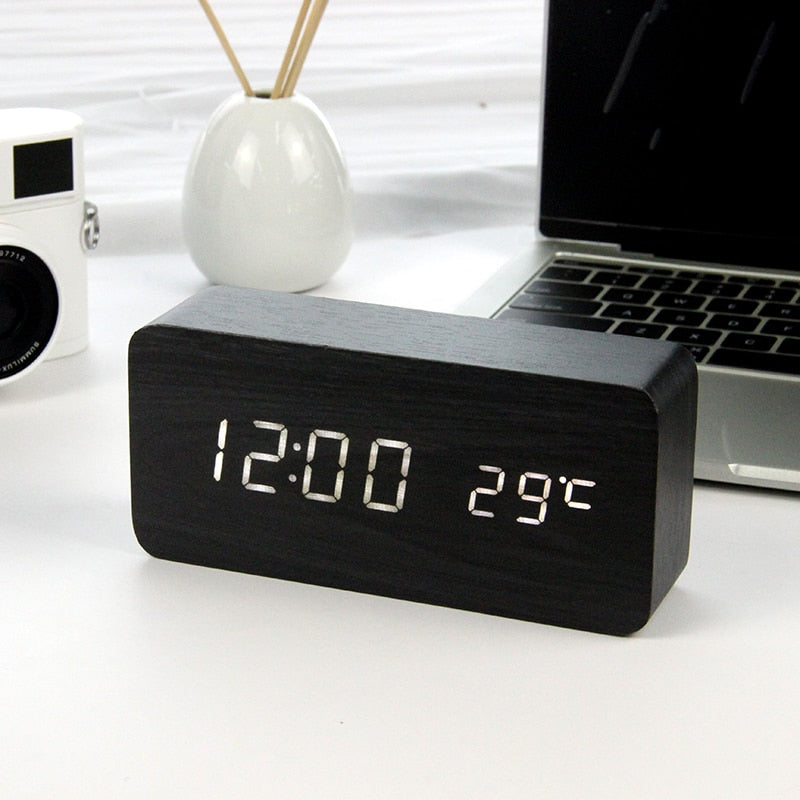 LED Wooden Alarm Clock