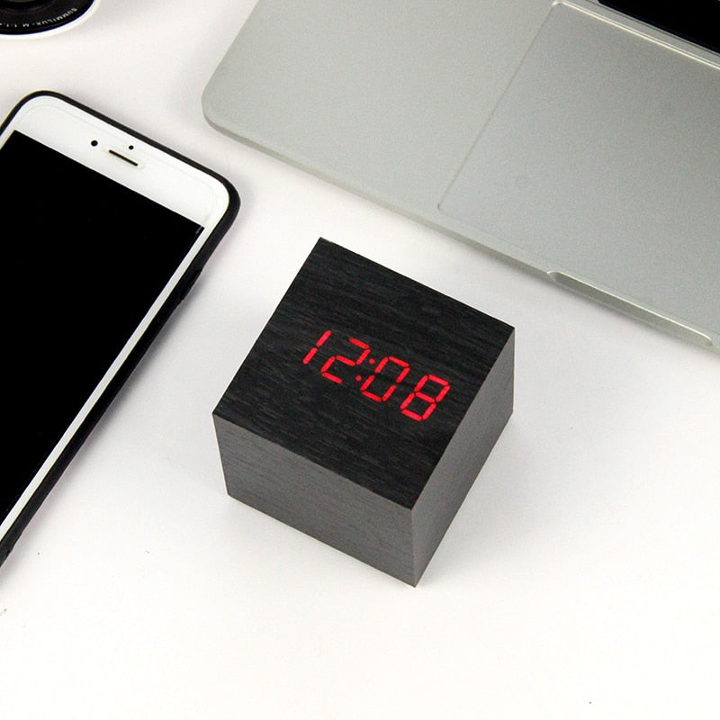 LED Wooden Alarm Clock