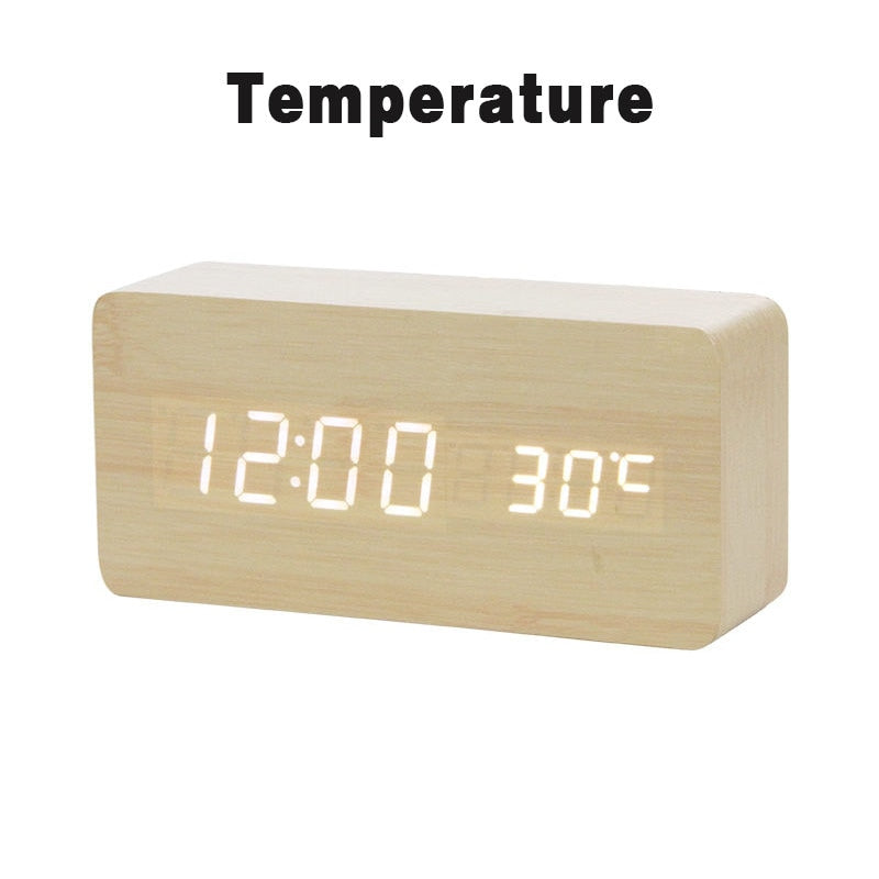 LED Wooden Alarm Clock