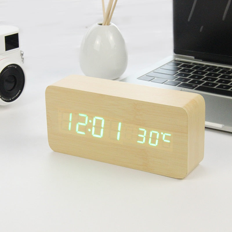 LED Wooden Alarm Clock