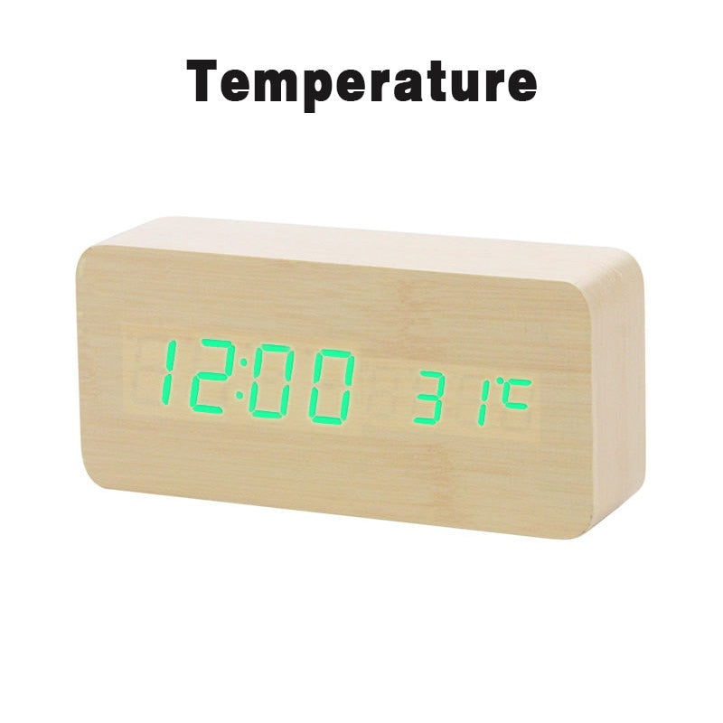 LED Wooden Alarm Clock