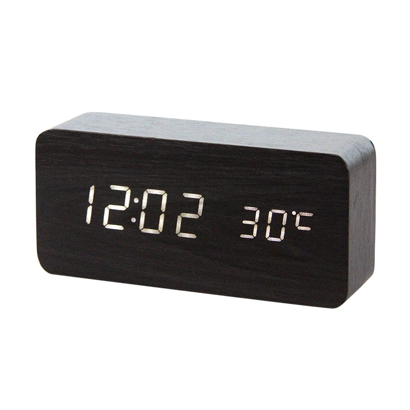 LED Wooden Alarm Clock